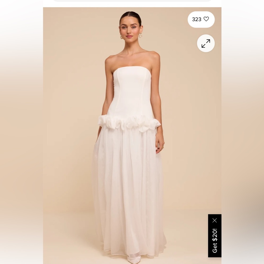 Lulus Ayla White Strapless Drop Waist Maxi